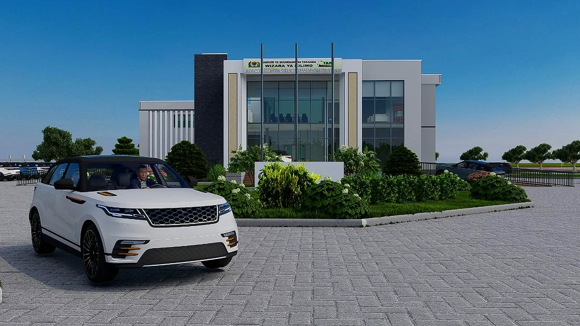 Contemporary research facility with a landscaped forecourt